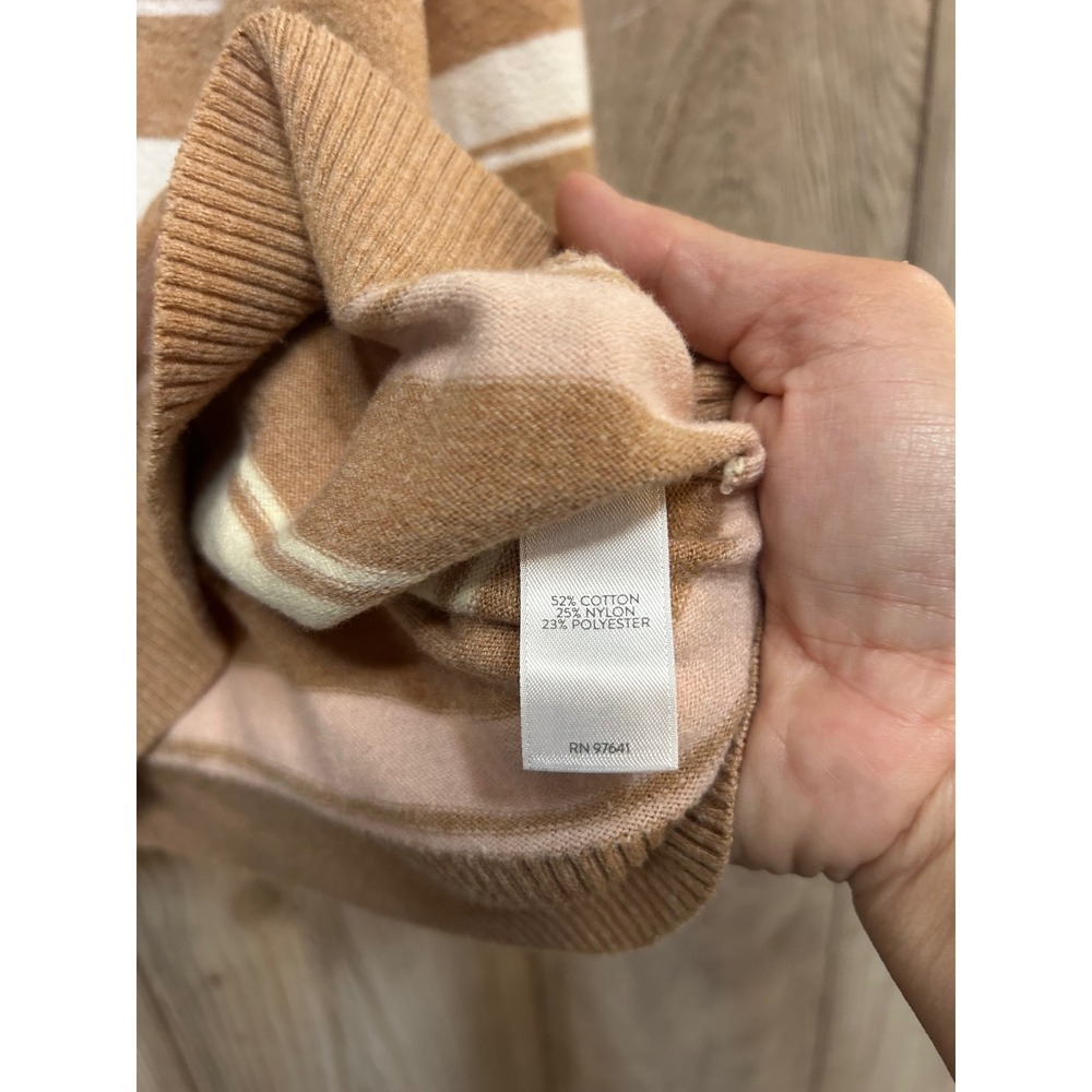 J. Jill Women XL Striped Scoop Neck Sweater Camel Pink Cream Relaxed Fit - Picture 5 of 7